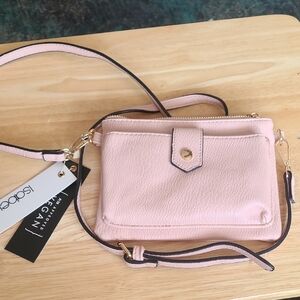 Elegant Pink Leather Crossbody Bag